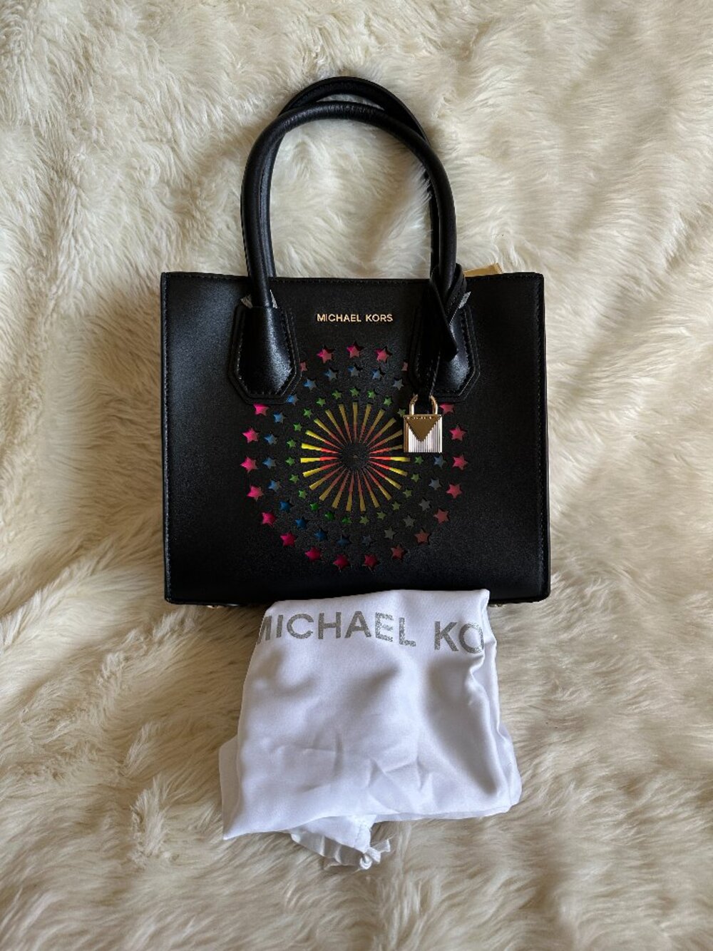 NWT! RARE! MICHAEL KORS STUDIO 30H7MM9M20 MD MESSENGER TOTE IN BLACK LEATHER